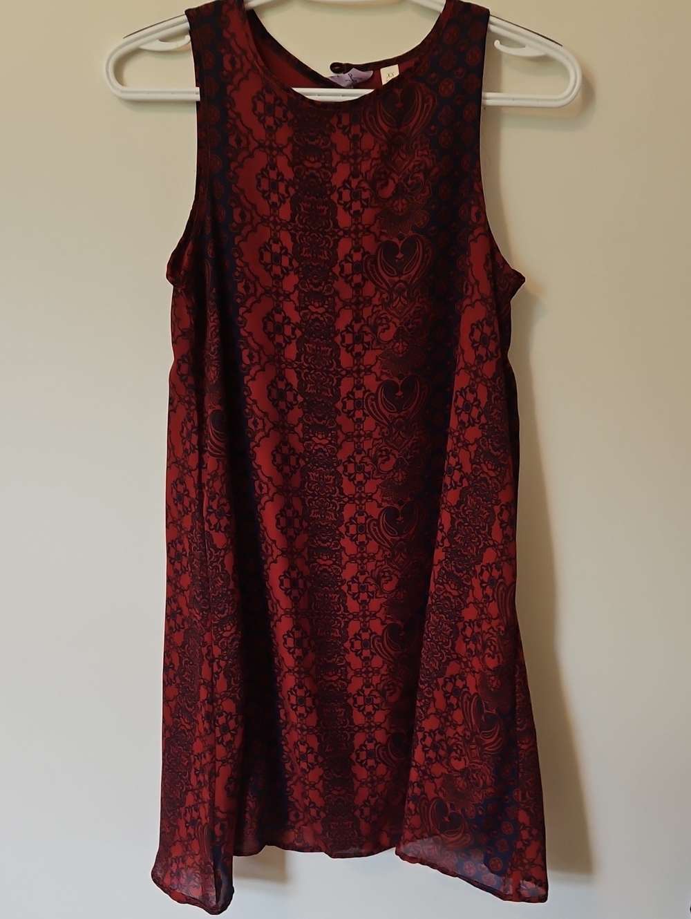 Ayla Xs Sleeveless Red Lace-Print Shift Dress